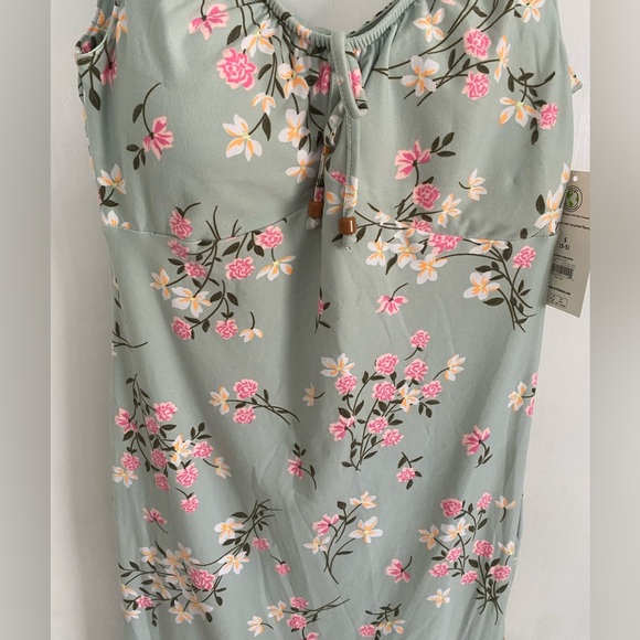 No Boundaries Sage Green Floral dress with Pink & Cream Accents - Picture 2 of 5